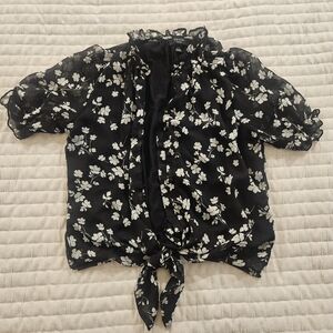 Floral Black Blouse Perfect For Spring!